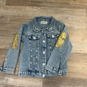 Girls Butterfly Sequin Jean Jacket